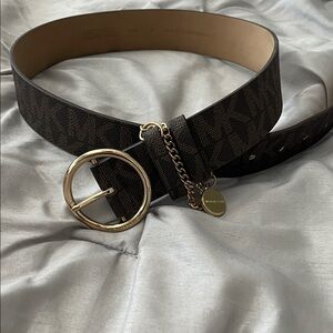 Michael Kors Dark Brown Belt with Gold Buckle
